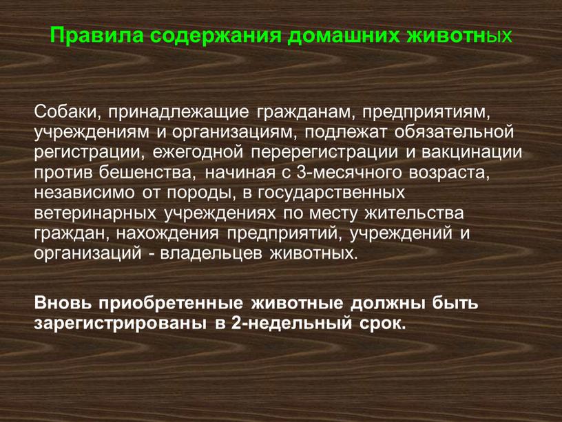 Правила содержания домашних животн ых