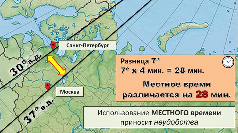 Санкт-Петербург Москва 37ºв.д. 30ºв