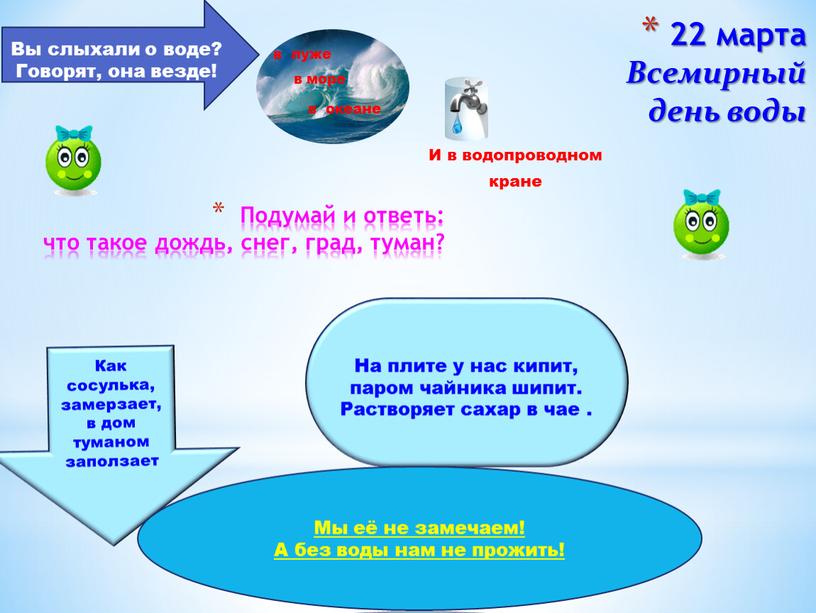 Подумай и ответь: что такое дождь, снег, град, туман? 22 марта