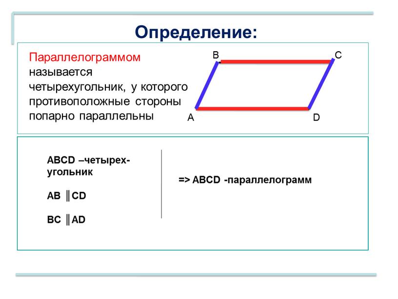 Определение: А В С D ABCD –четырех- угольник