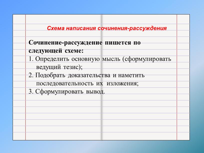 Схема написания сочинения-рассуждения