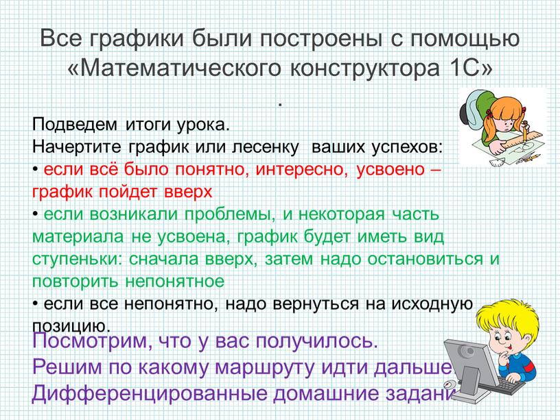 Все графики были построены с помощью «Математического конструктора 1С»