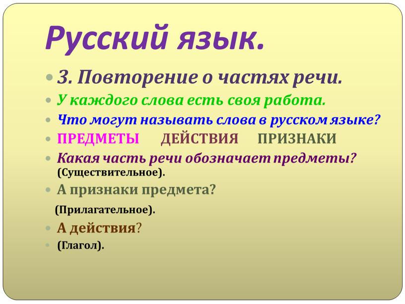 Русский язык. 3. Повторение о частях речи