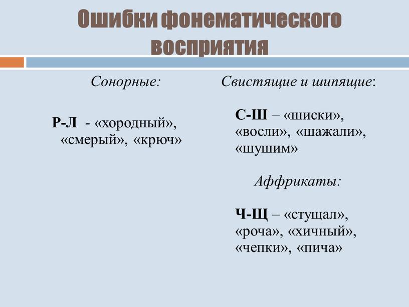 Ошибки фонематического восприятия