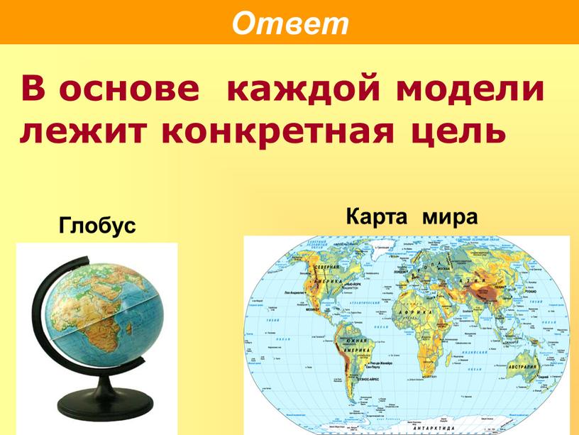 Ответ В основе каждой модели лежит конкретная цель