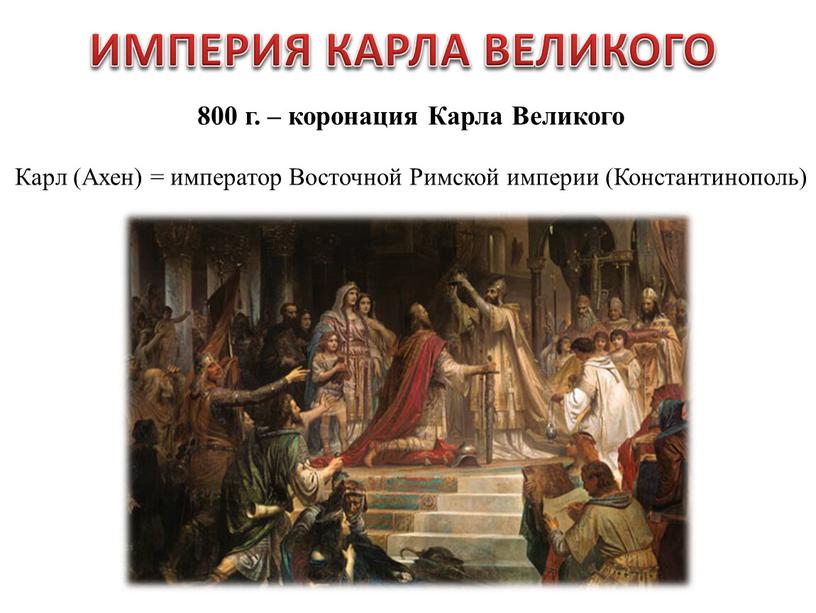 ИМПЕРИЯ КАРЛА ВЕЛИКОГО 800 г. – коронация