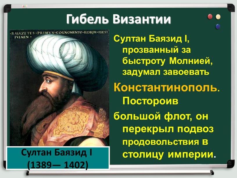 Гибель Византии Султан Баязид I, прозванный за быстроту