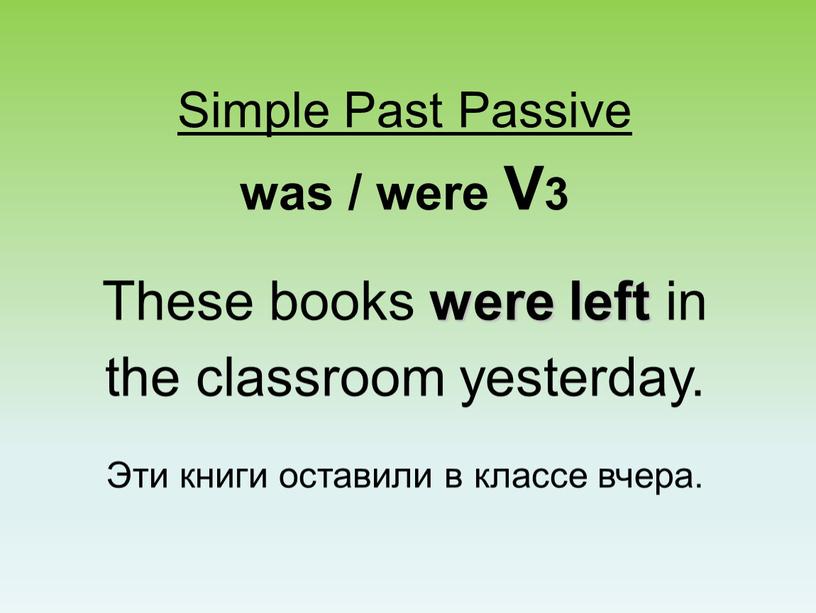 Simple Past Passive was / were