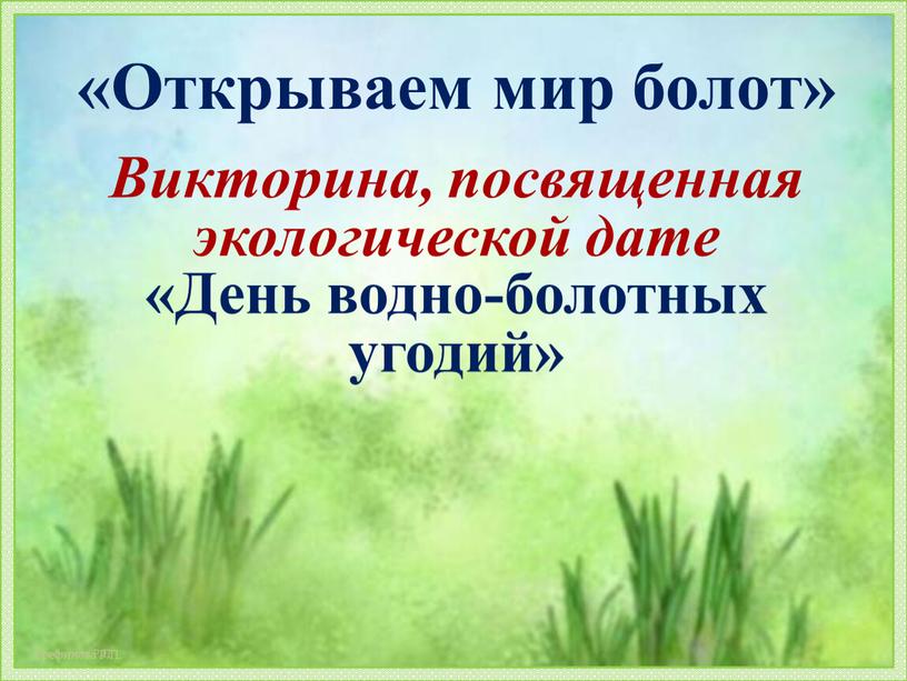 Открываем мир болот» Викторина, посвященная экологической дате «День водно-болотных угодий»