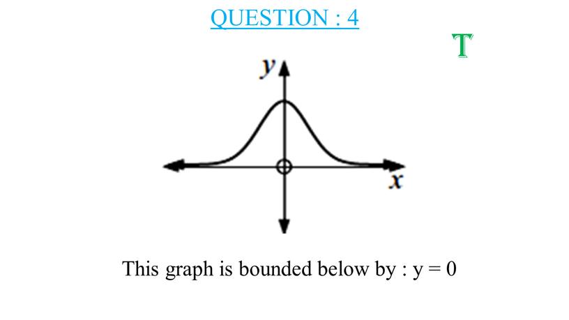 QUESTION : 4 This graph is bounded below by : y = 0 t