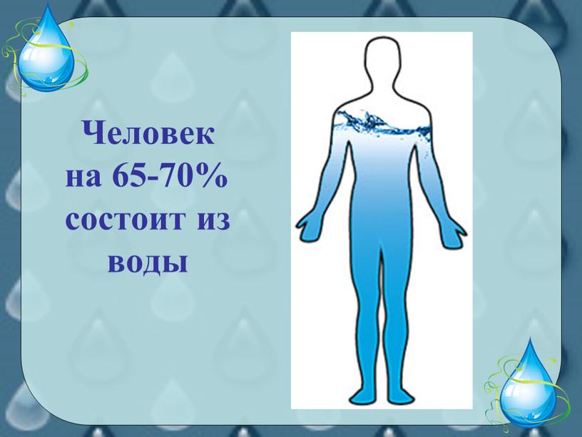 Человек на 65-70% состоит из воды