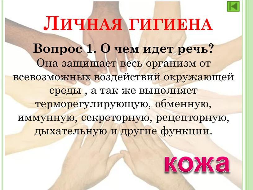 Личная гигиена Вопрос 1. О чем идет речь?