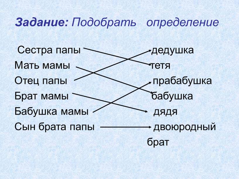 Задание: Подобрать определение