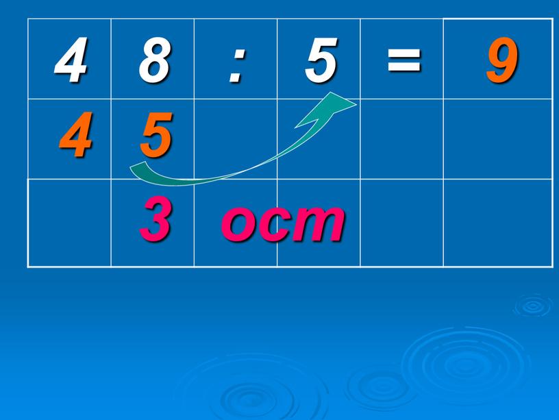 4 8 : 5 = 3 5 4 9 ост