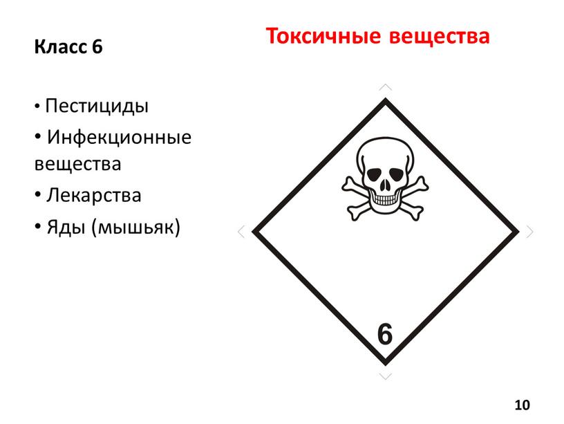 Класс 6 Пестициды Инфекционные вещества