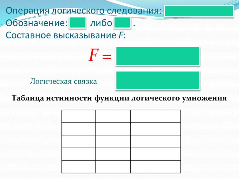 Операция логического следования: