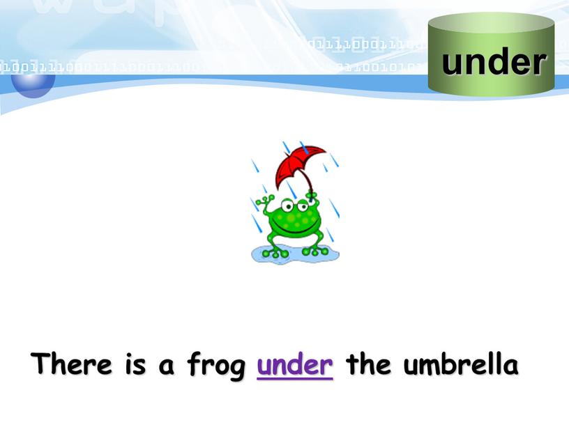 There is a frog under the umbrella