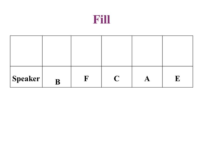 Fill 1 2 3 4 5 Speaker B F