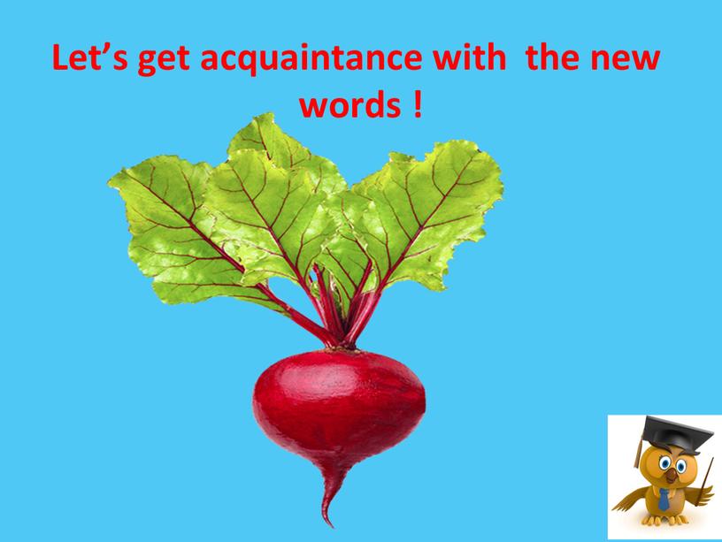 Let’s get acquaintance with the new words !