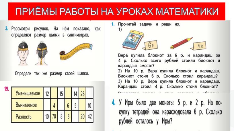 ПРИЁМЫ РАБОТЫ НА УРОКАХ МАТЕМАТИКИ