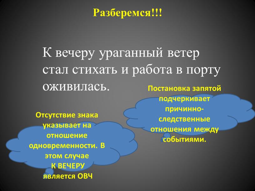 Разберемся!!! К вечеру ураганный ветер стал стихать и работа в порту оживилась