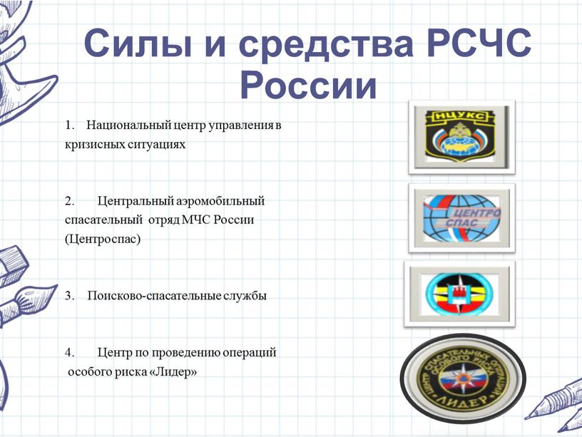 Силы и средства РСЧС России Национальный центр управления в кризисных ситуациях