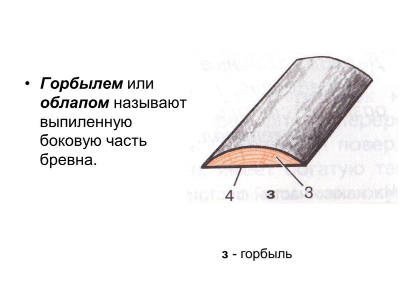 Горбылем или облапом называют выпиленную боковую часть бревна