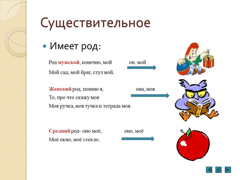 Существительное Имеет род: Род мужской , конечно, мой он