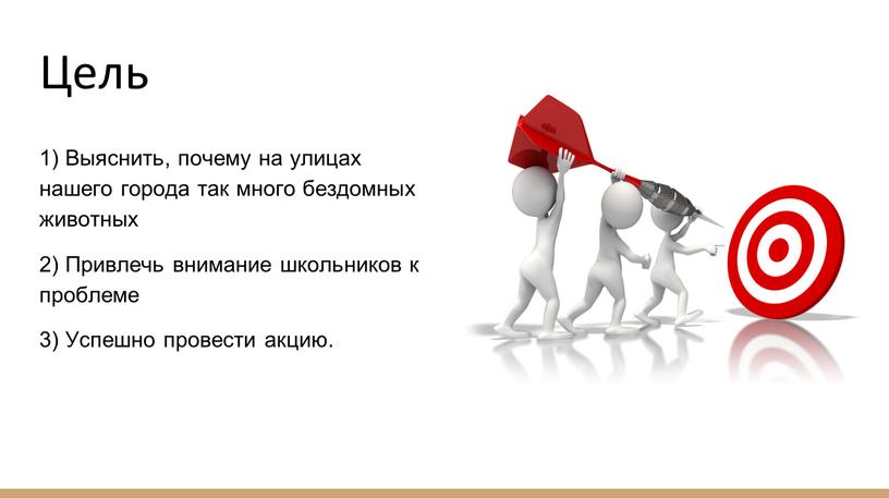 Цель 1) Выяснить, почему на улицах нашего города так много бездомных животных 2)