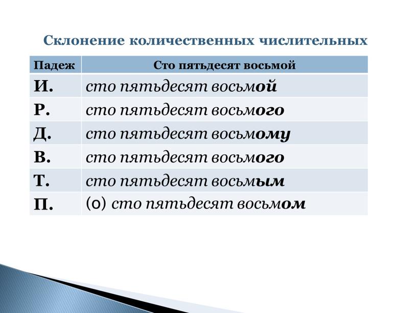 Склонение количественных числительных