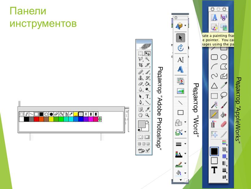 Панели инструментов Редактор “AppleWorks”