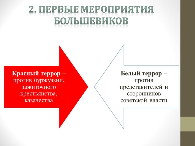 2. Первые мероприятия большевиков