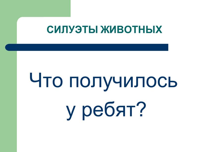 СИЛУЭТЫ ЖИВОТНЫХ Что получилось у ребят?