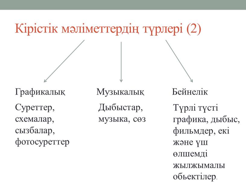 Кірістік мәліметтердің түрлері (2)