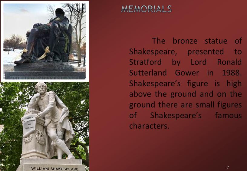 The bronze statue of Shakespeare, presented to