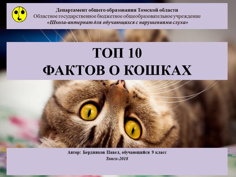 ТОП 10 ФАКТОВ О КОШКАХ Автор: