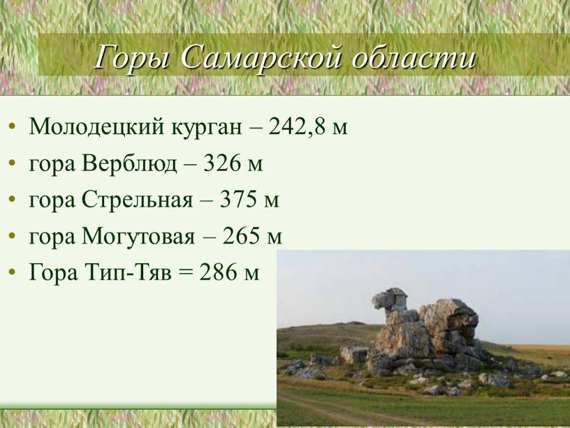 Горы Самарской области Молодецкий курган – 242,8 м гора