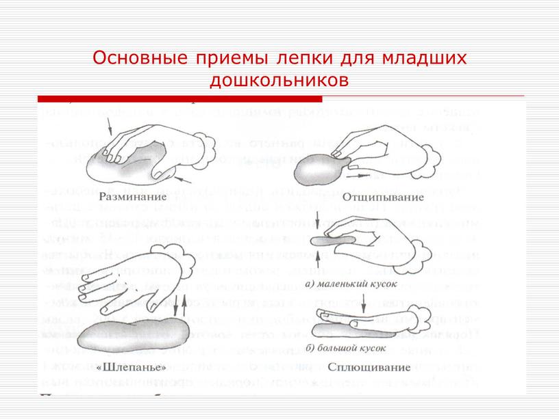 Основные приемы лепки для младших дошкольников