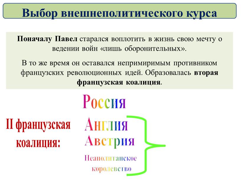 Поначалу Павел старался воплотить в жизнь свою мечту о ведении войн «лишь оборонительных»