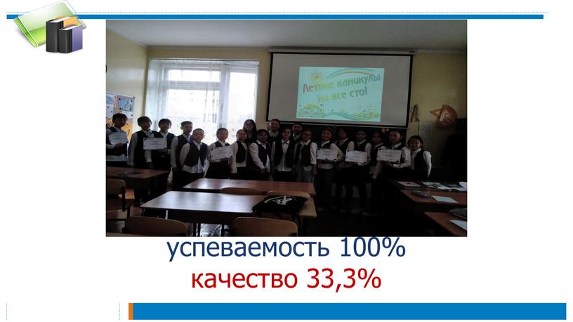 успеваемость 100% качество 33,3%