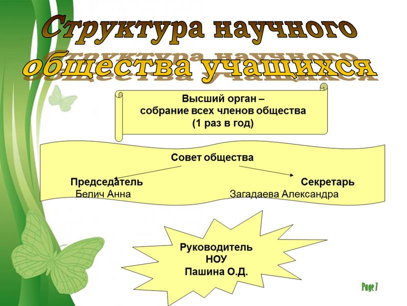 Структура научного общества учащихся