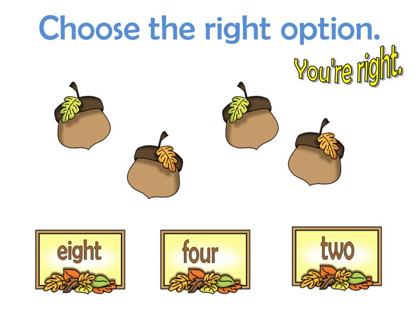 Choose the right option. You're right