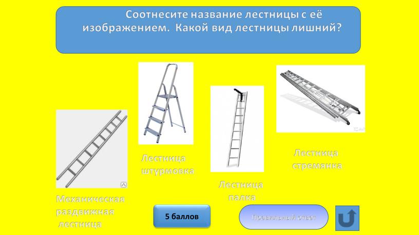 Соотнесите название лестницы с её изображением