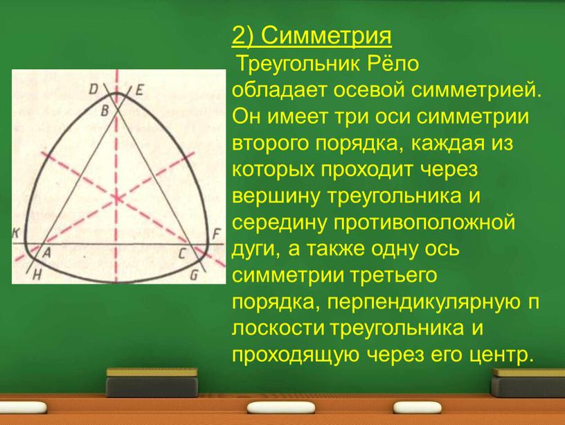 Симметрия Треугольник Рёло обладает осевой симметрией