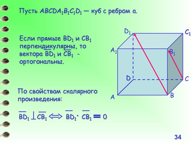 Пусть ABCDA 1 B 1 C 1 D 1 — куб с ребром a