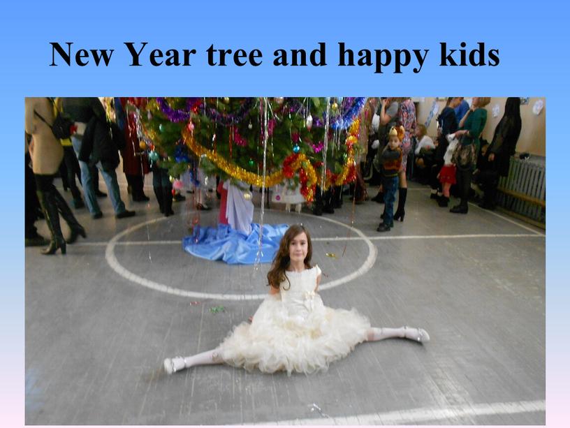 New Year tree and happy kids