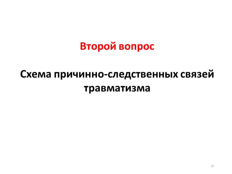 Второй вопрос Схема причинно-следственных связей травматизма