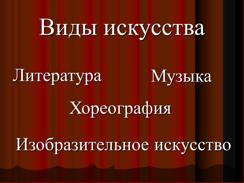 Виды искусства Литература Изобразительное искусство