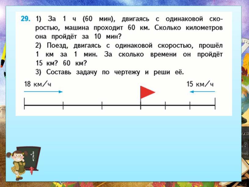 Урок математики в 4 классе по теме "Решение задач на движение "