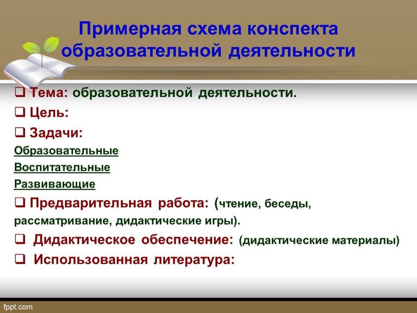 Примерная схема конспекта образовательной деятельности